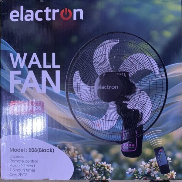 VENTILATEUR ELACTRON 18' MURAL AVECTELECOMMANDE NOIR LB08